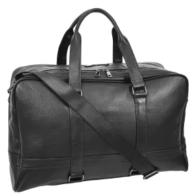 Full Grain Leather Holdall Travel Duffle Cabin Size Weekend Bag A806 Black