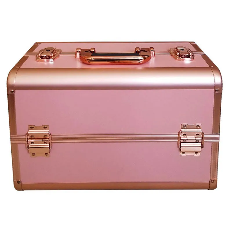 Glamorous Lockable Cosmetic Makeup Case Pink And Rose Gold