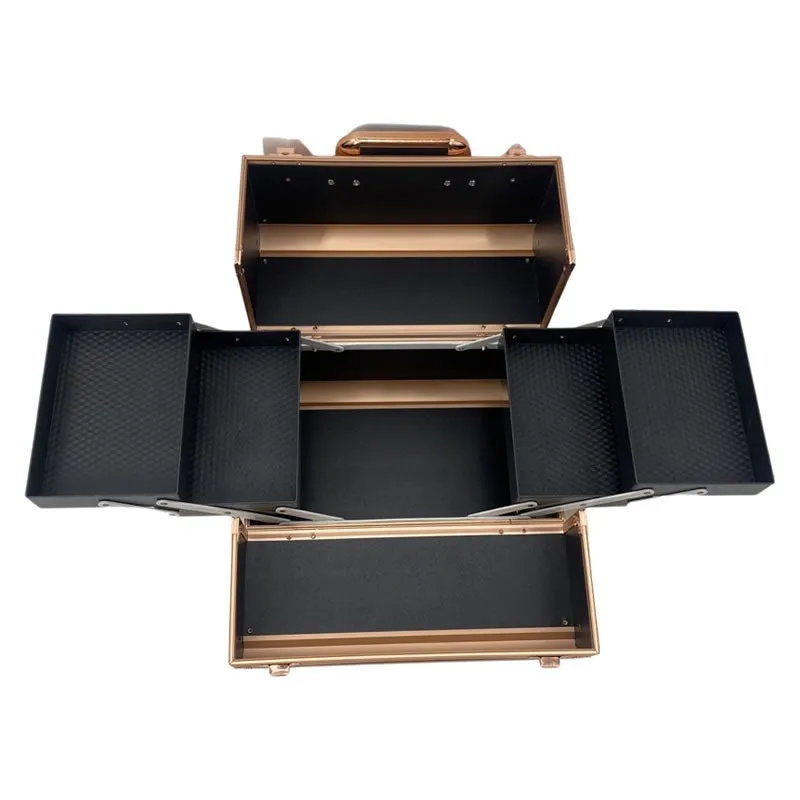 Glamorous Lockable Cosmetic Makeup Case Pink And Rose Gold