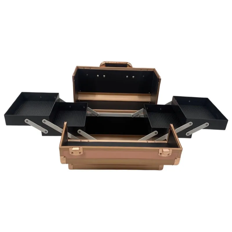 Glamorous Lockable Cosmetic Makeup Case Pink And Rose Gold