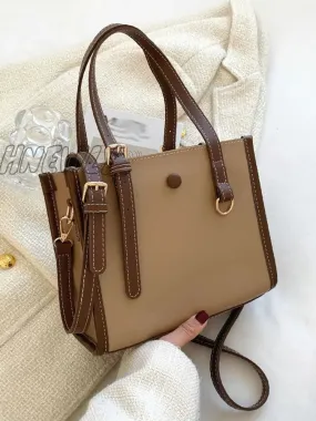 Hnewly - Buckle Detail Button Design Square Bag  - Women Satchels
