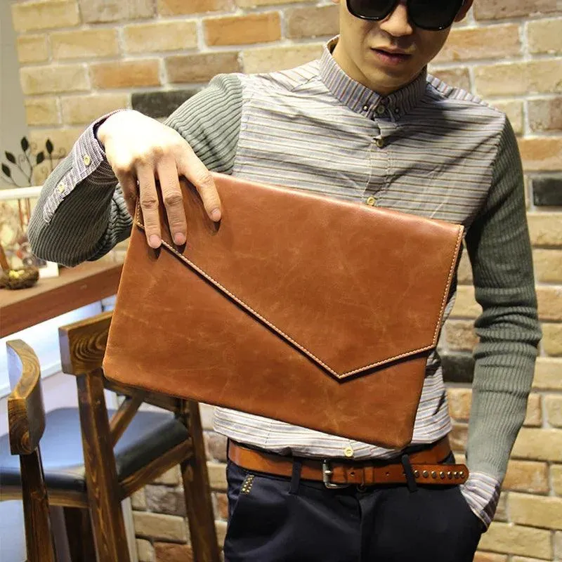 Leather Men's Vintage Clutch Business Bag