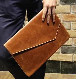 Leather Men's Vintage Clutch Business Bag