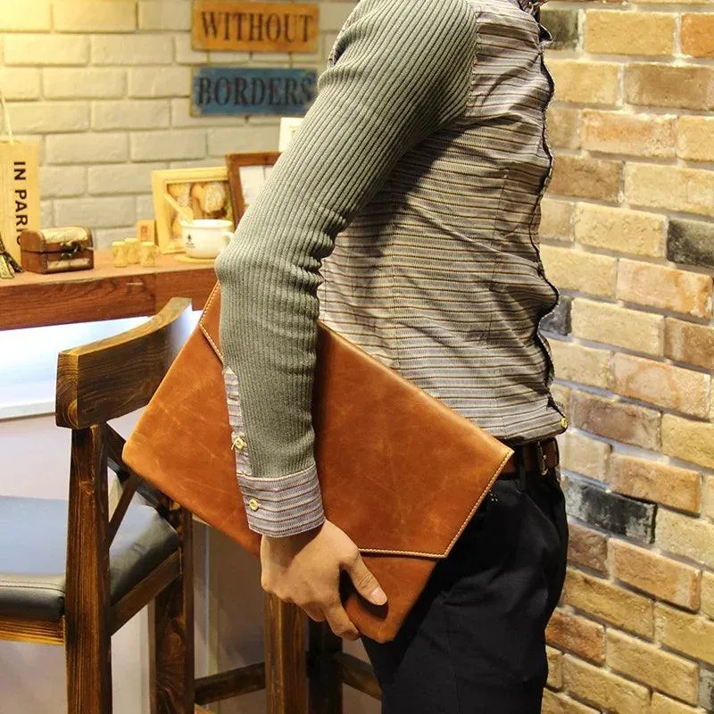 Leather Men's Vintage Clutch Business Bag