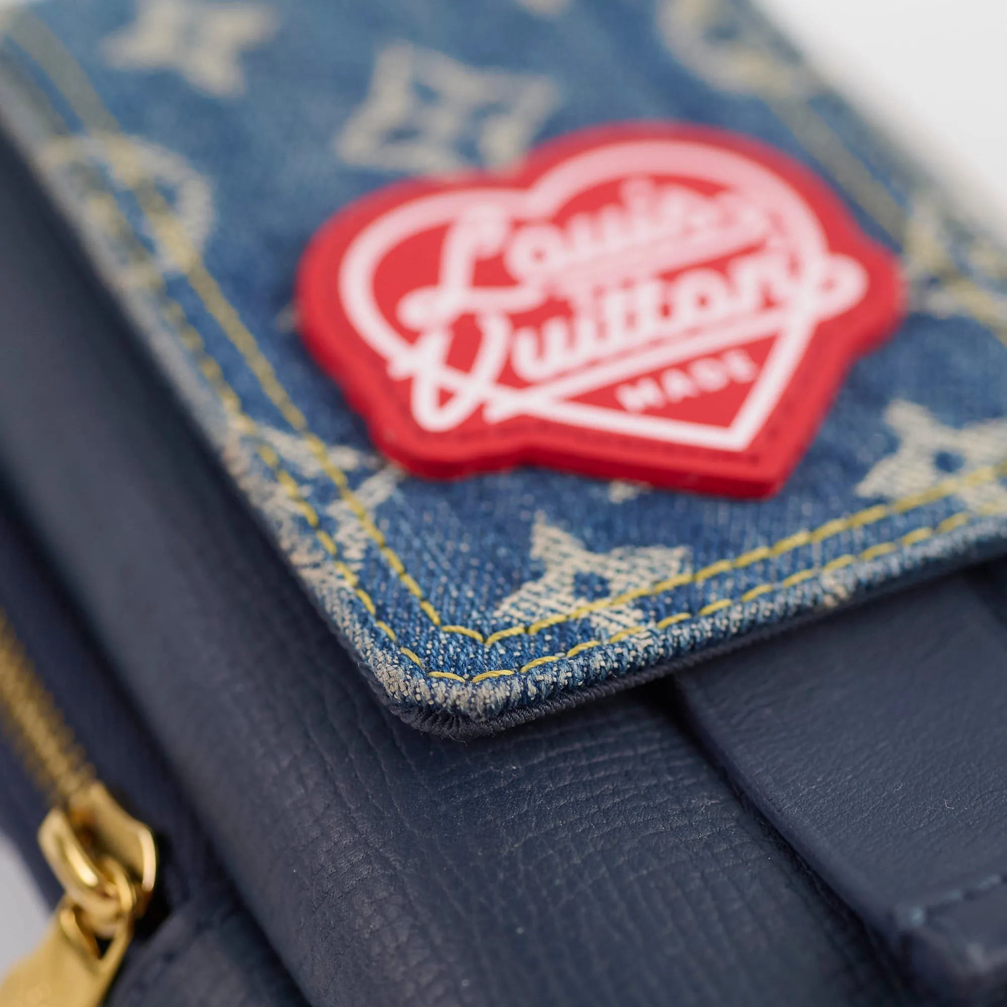Louis Vuitton x Nigo Denim/Leather Phone Pouch Navy