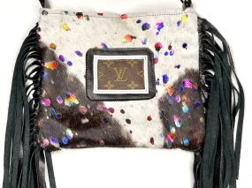 Medium Crossbody - Black and White HOH with Acid rainbow