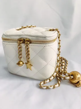 Mini Quilted Crossbody (White)