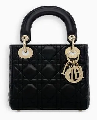 Mini "Lady Dior" Bag with Chain in Black Cannage Leather