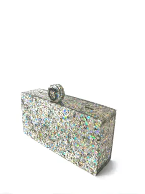 Mini Silver Glitter Clutch