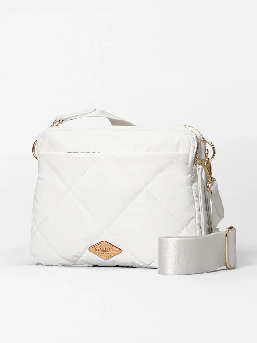 MZ Wallace Quilted Madison Crossbody in Chalk Liquid
