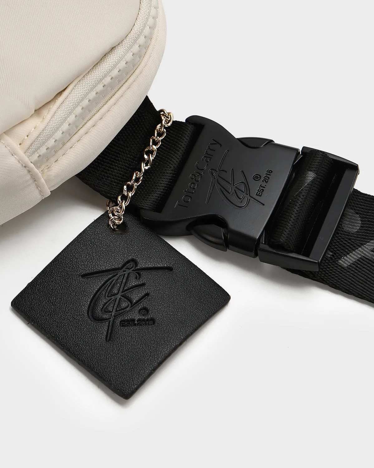 Nylon Crossbody Messenger Bag in Creme White