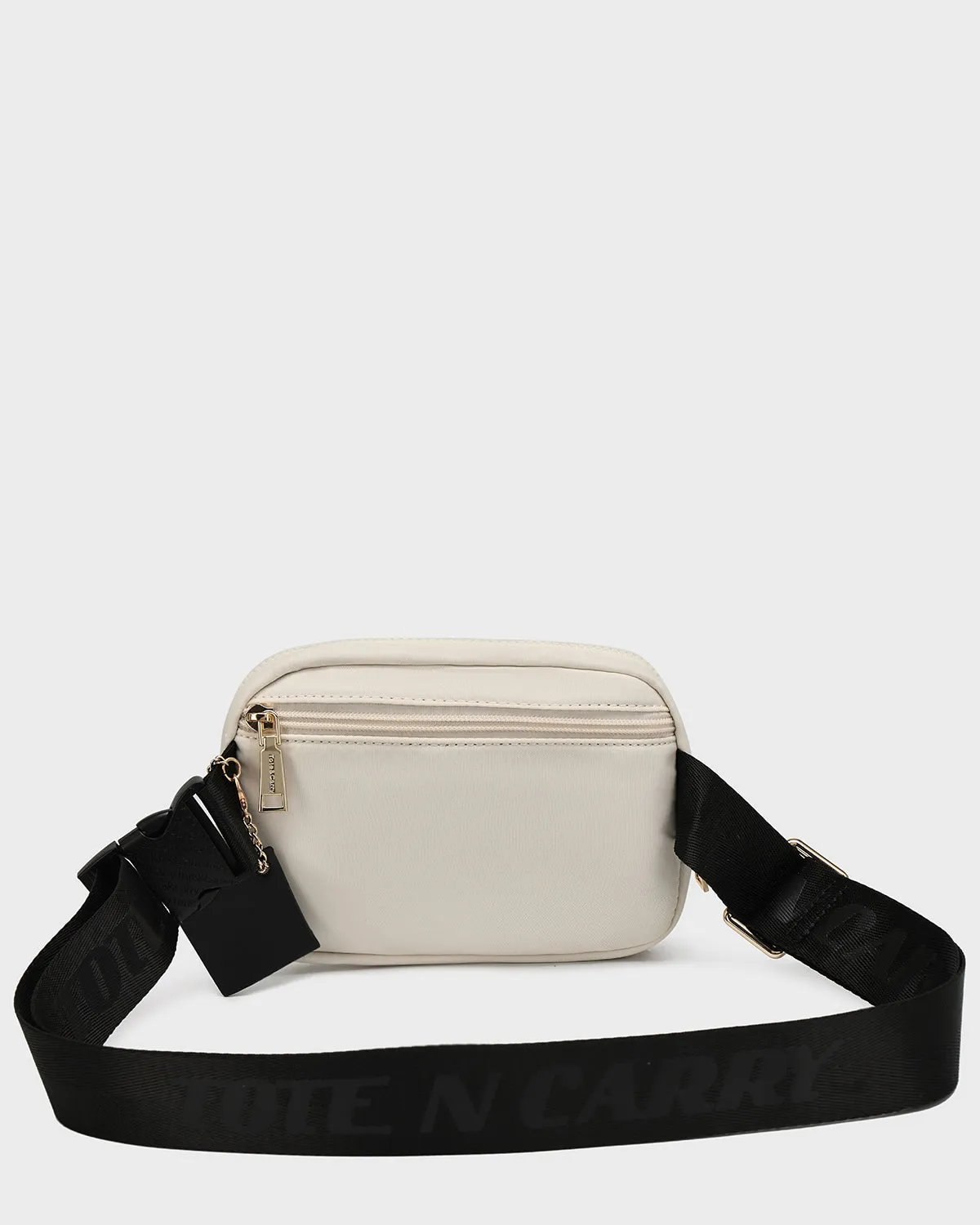 Nylon Crossbody Messenger Bag in Creme White