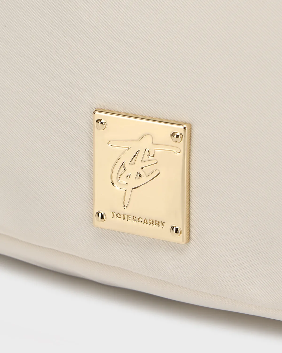 Nylon Crossbody Messenger Bag in Creme White