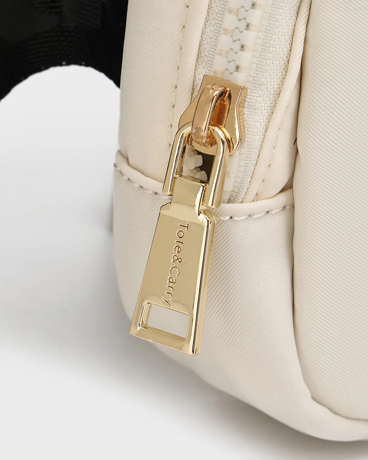 Nylon Crossbody Messenger Bag in Creme White