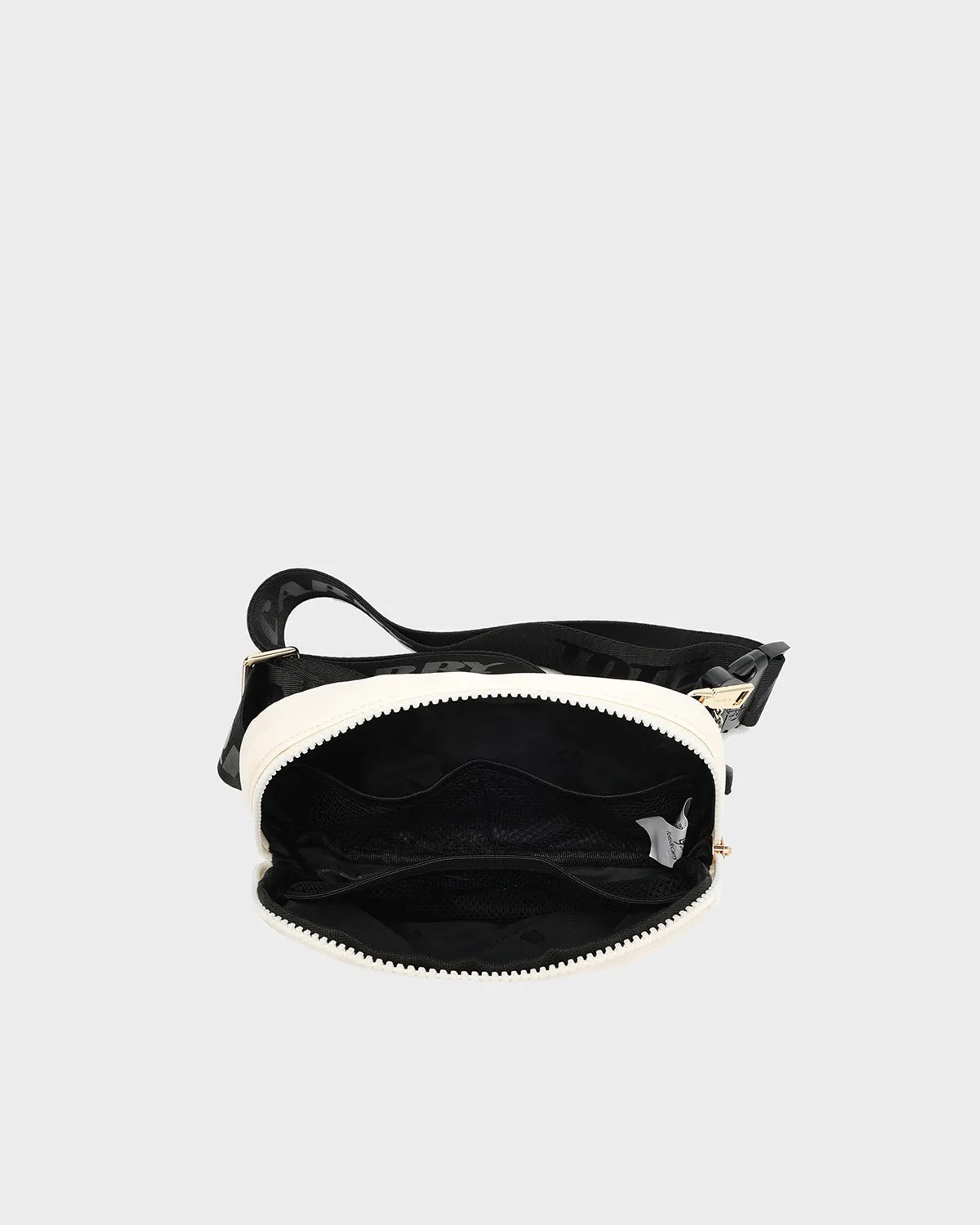Nylon Crossbody Messenger Bag in Creme White
