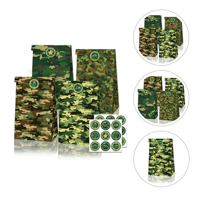 Paper Party Bag | Camouflage | 12 Pcs