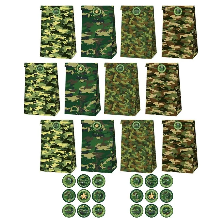 Paper Party Bag | Camouflage | 12 Pcs
