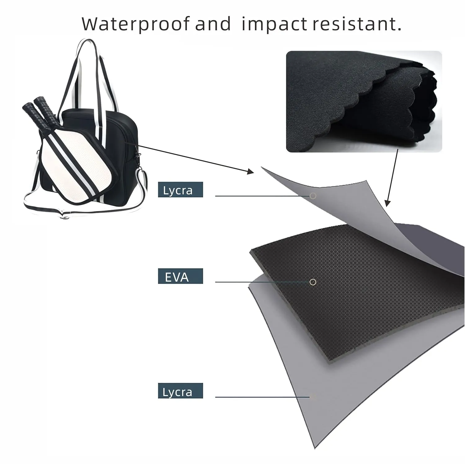 Pickleball tote Neoprene Black and white