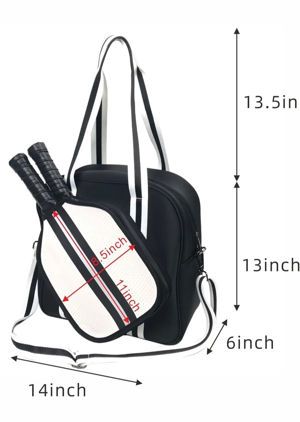 Pickleball tote Neoprene Black and white