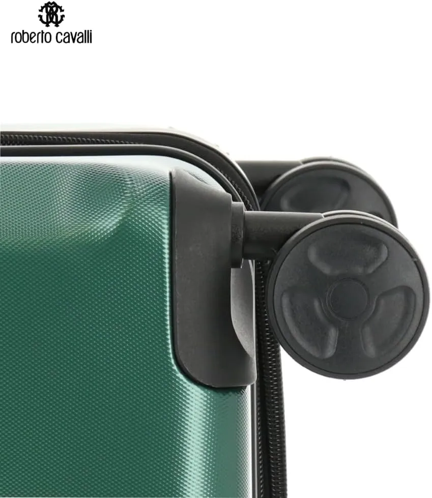 Roberto Cavalli Luxury 3 Piece Luggage Set, Expandable Hard Shell Suitcases with 8 Spinner Wheels, Combination Lock Large Suitcase Set - Green