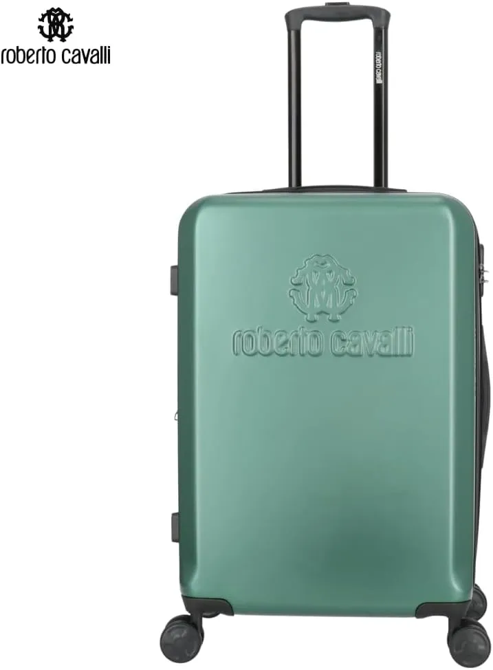 Roberto Cavalli Luxury 3 Piece Luggage Set, Expandable Hard Shell Suitcases with 8 Spinner Wheels, Combination Lock Large Suitcase Set - Green