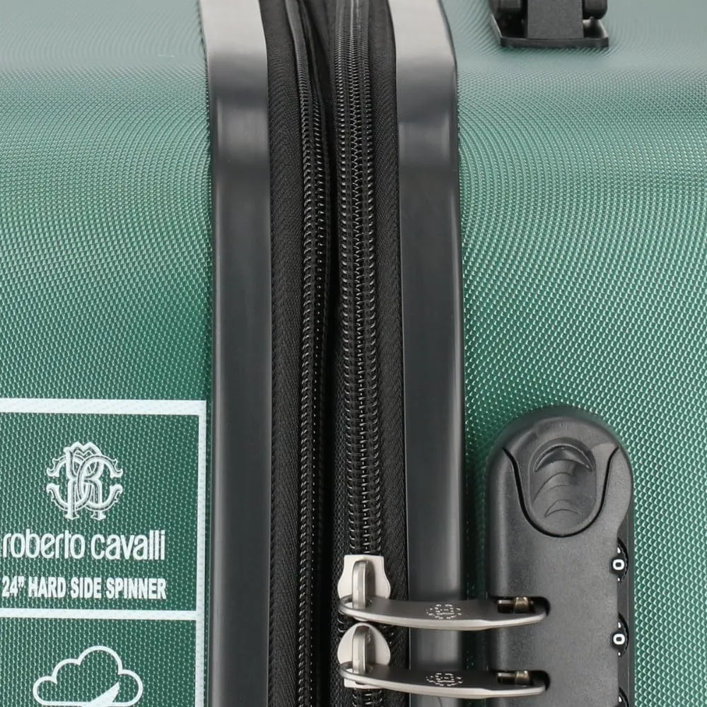 Roberto Cavalli Luxury 3 Piece Luggage Set, Expandable Hard Shell Suitcases with 8 Spinner Wheels, Combination Lock Large Suitcase Set - Green