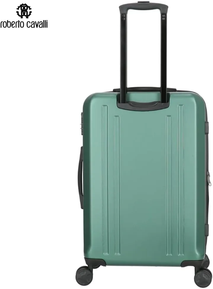 Roberto Cavalli Luxury 3 Piece Luggage Set, Expandable Hard Shell Suitcases with 8 Spinner Wheels, Combination Lock Large Suitcase Set - Green