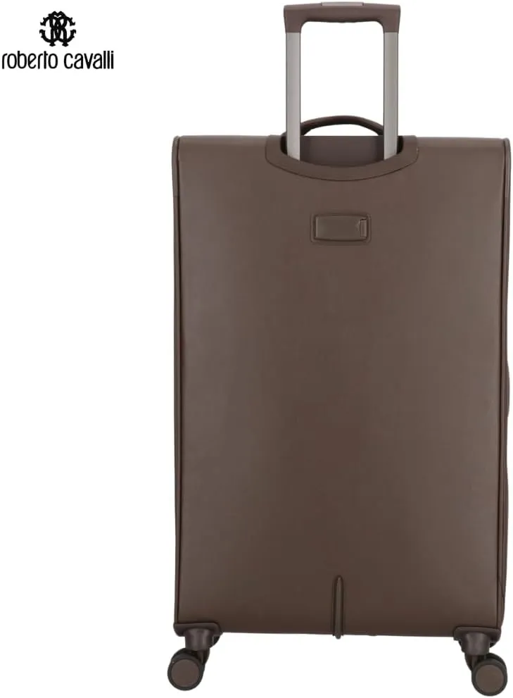 Roberto Cavalli Luxury 3 Piece Luggage Set, Expandable Softside Suitcases with 8 Spinner Wheels, TSA Lock Classic Large Suitcase Set