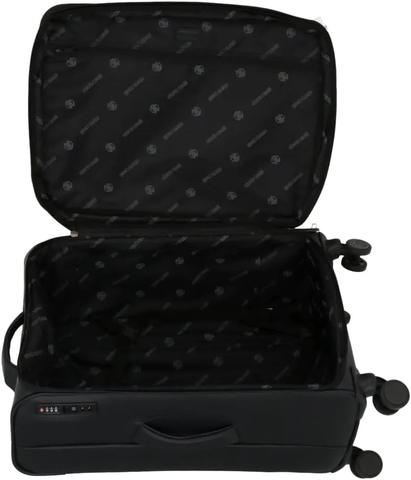 Roberto Cavalli Luxury 3 Piece Luggage Set, Expandable Softside Suitcases with 8 Spinner Wheels, TSA Lock Classic Large Suitcase Set