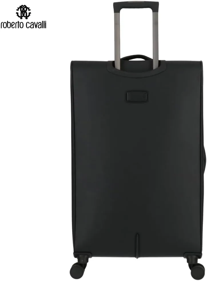 Roberto Cavalli Luxury 3 Piece Luggage Set, Expandable Softside Suitcases with 8 Spinner Wheels, TSA Lock Classic Large Suitcase Set