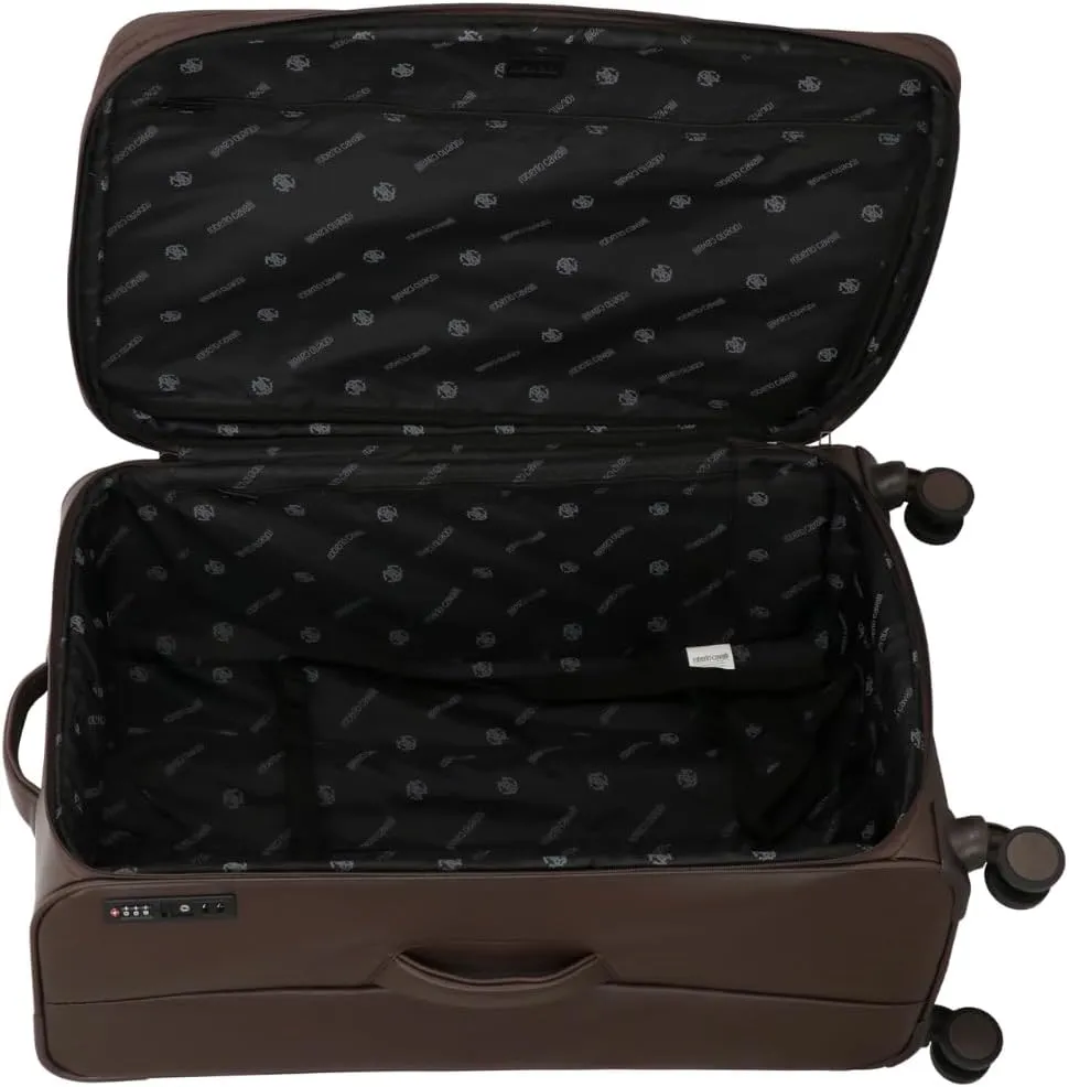 Roberto Cavalli Luxury 3 Piece Luggage Set, Expandable Softside Suitcases with 8 Spinner Wheels, TSA Lock Classic Large Suitcase Set