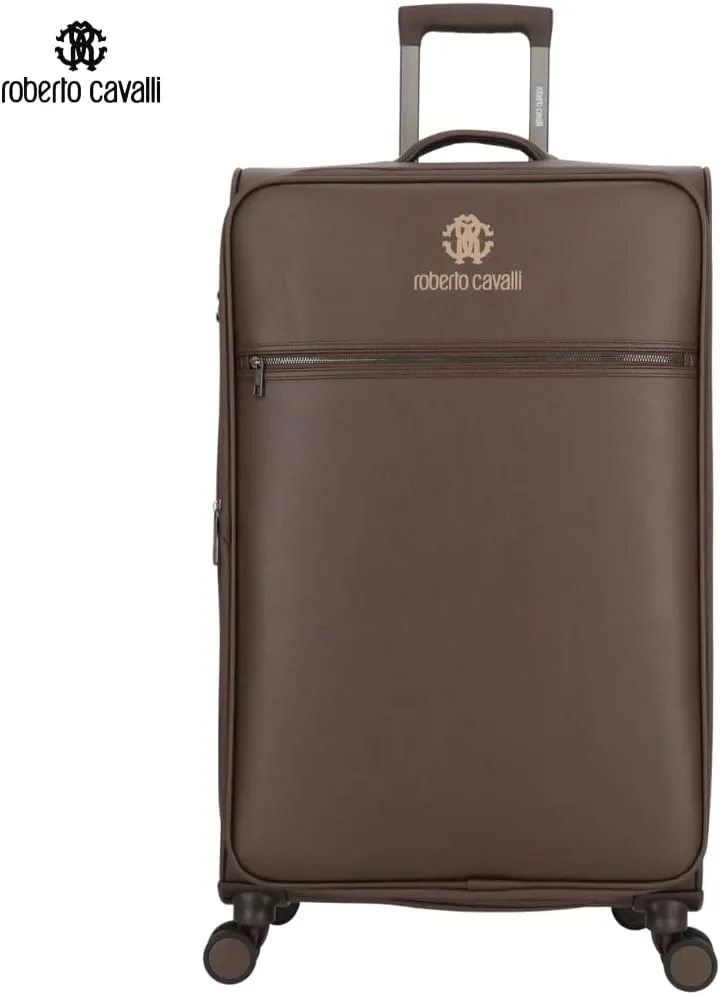 Roberto Cavalli Luxury 3 Piece Luggage Set, Expandable Softside Suitcases with 8 Spinner Wheels, TSA Lock Classic Large Suitcase Set