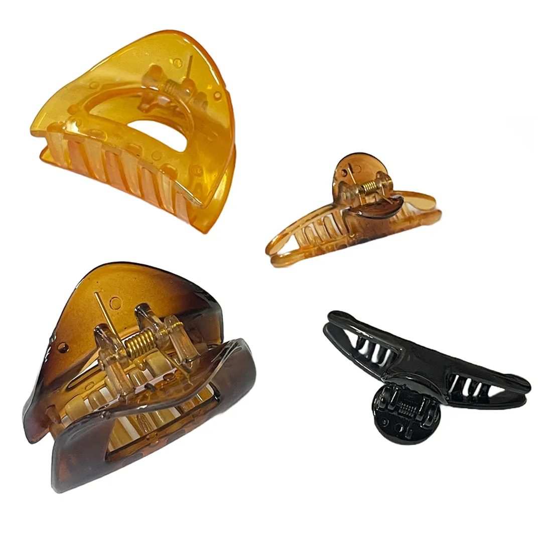 Set Of Four Classic Brown, Orange & Black Claw Clutch Clips