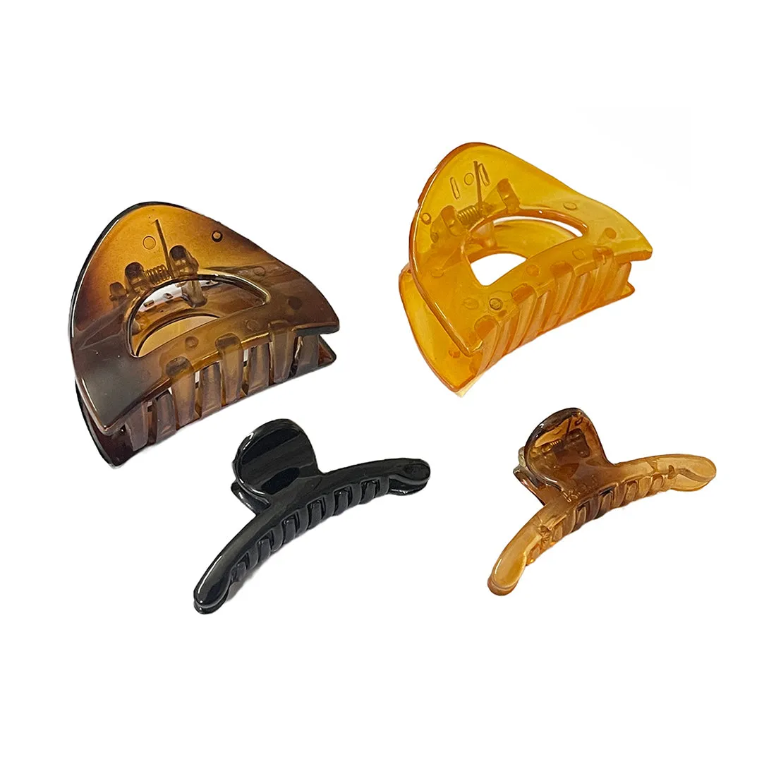 Set Of Four Classic Brown, Orange & Black Claw Clutch Clips