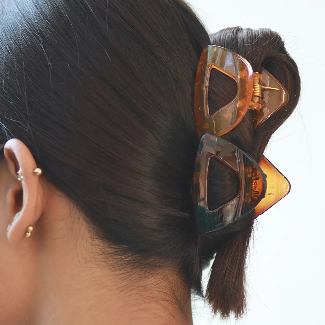 Set Of Four Classic Brown, Orange & Black Claw Clutch Clips