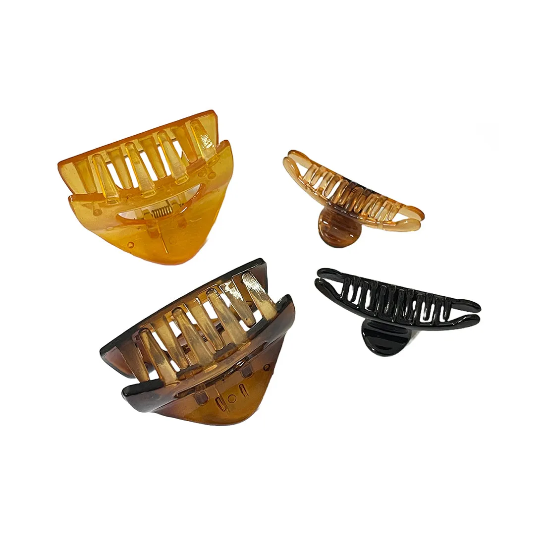 Set Of Four Classic Brown, Orange & Black Claw Clutch Clips