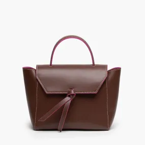Siena Mini Leather Satchel Crossbody Bag - Chocolate