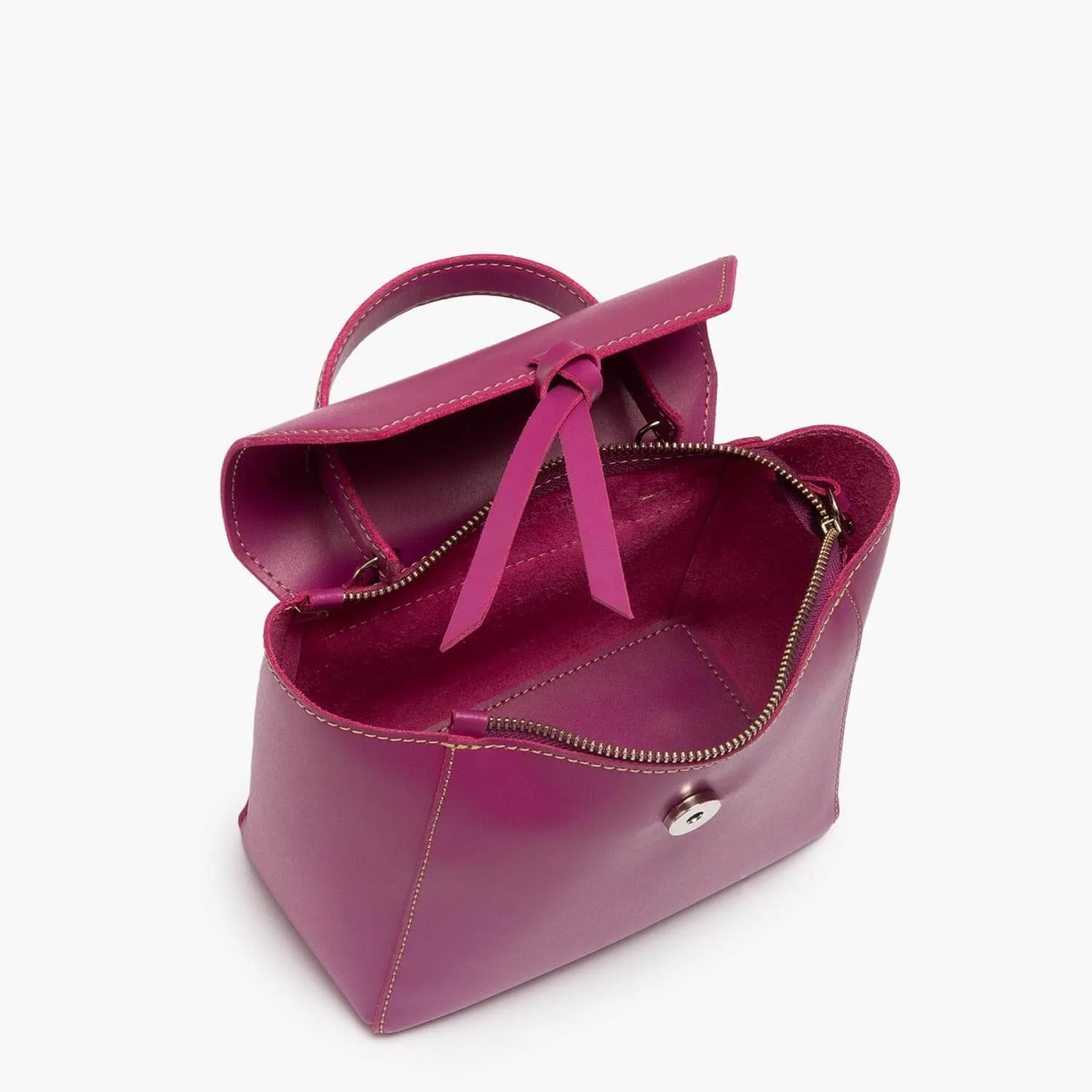 Siena Mini Leather Satchel Crossbody Bag - Magenta