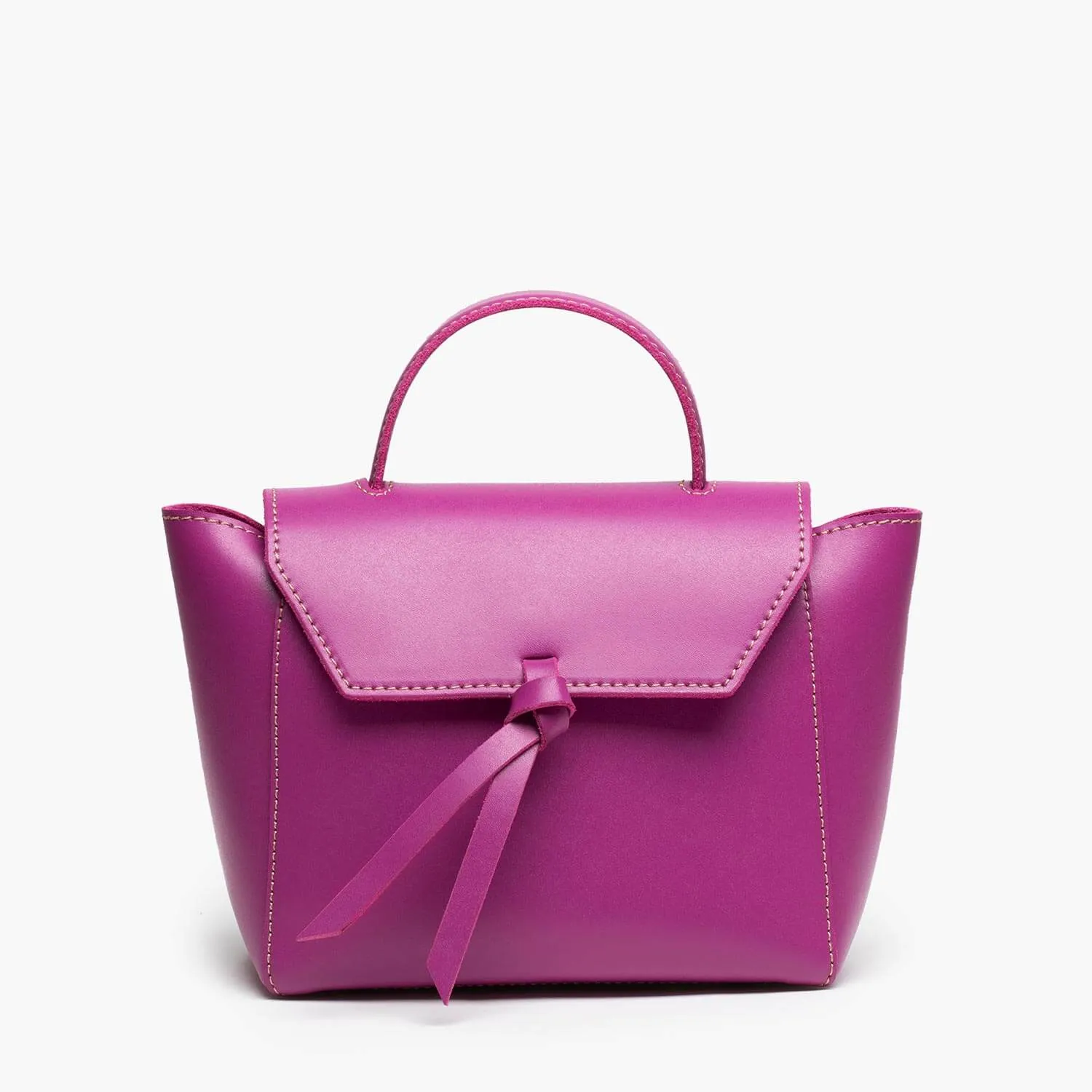 Siena Mini Leather Satchel Crossbody Bag - Magenta