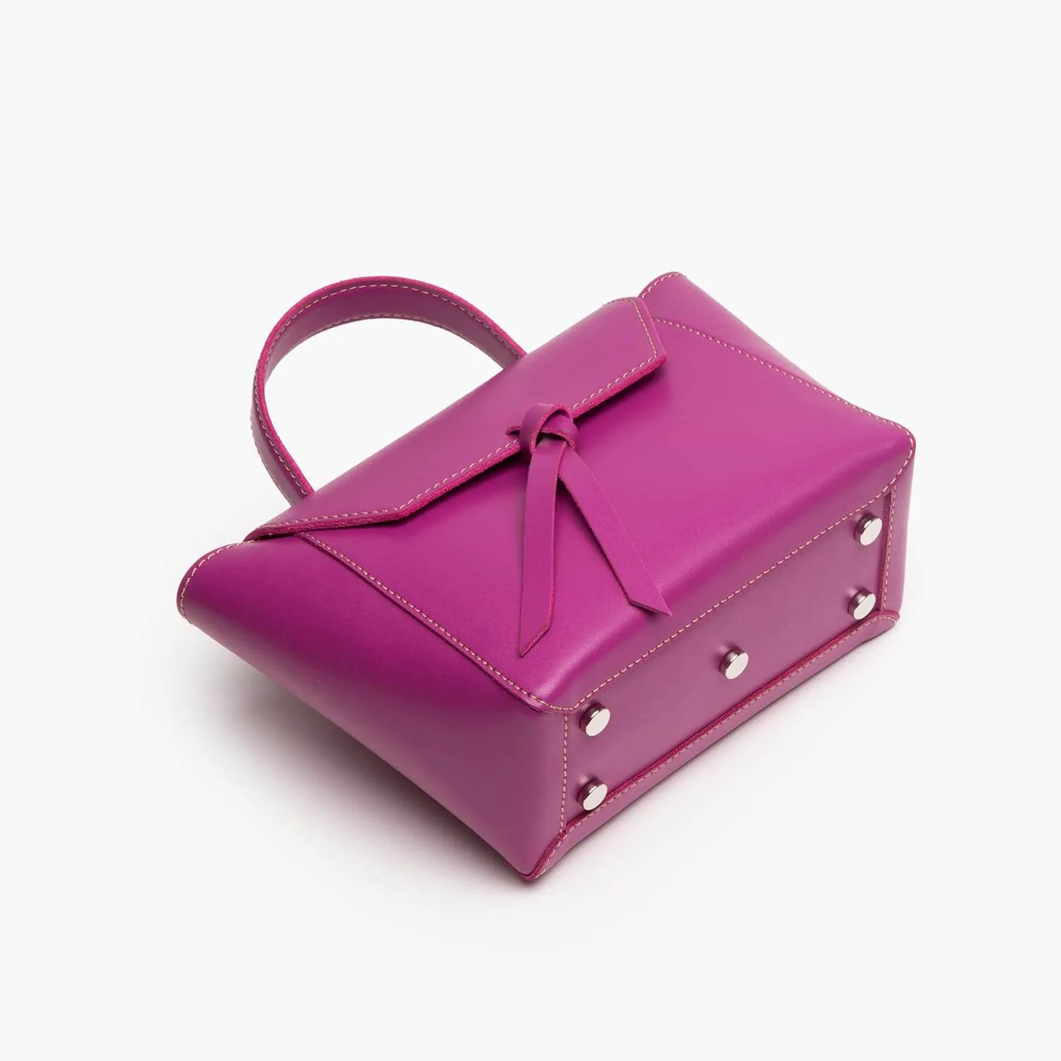 Siena Mini Leather Satchel Crossbody Bag - Magenta