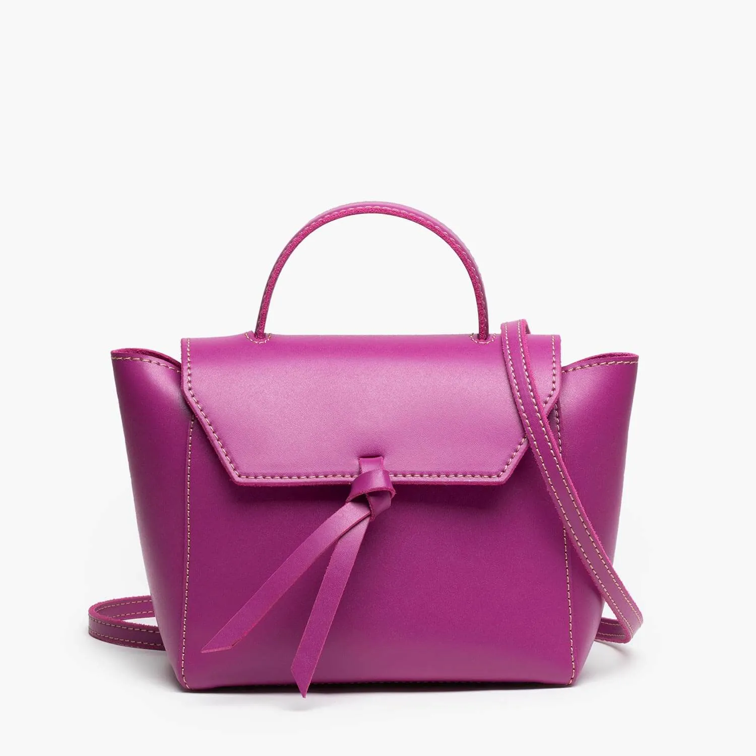 Siena Mini Leather Satchel Crossbody Bag - Magenta