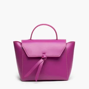 Siena Mini Leather Satchel Crossbody Bag - Magenta