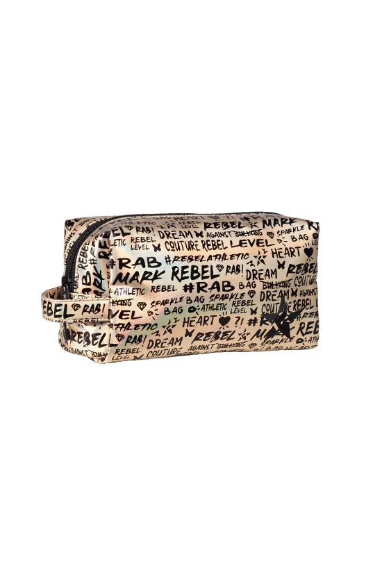 Signature in Black and Gold Rebel Makeup Bag with Black Zipper