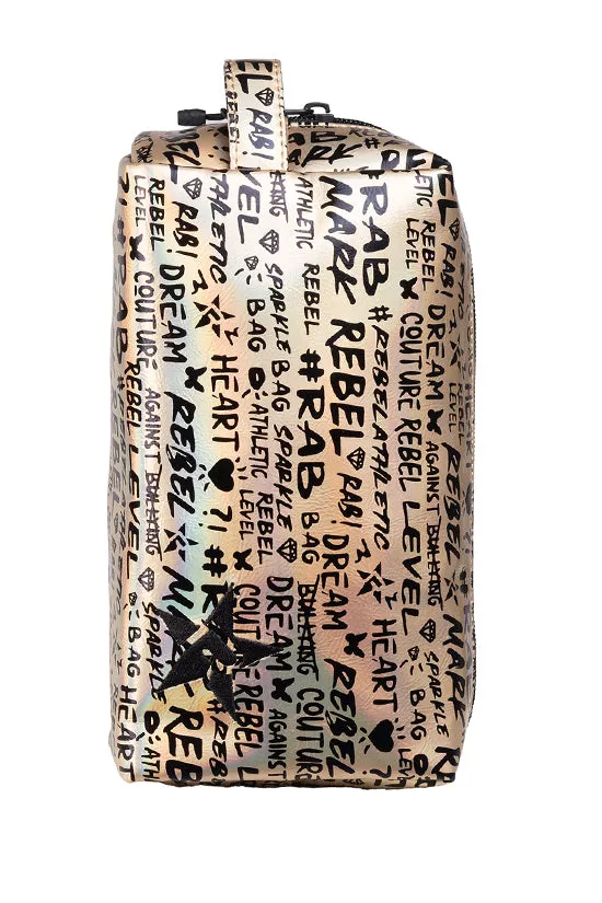 Signature in Black and Gold Rebel Makeup Bag with Black Zipper