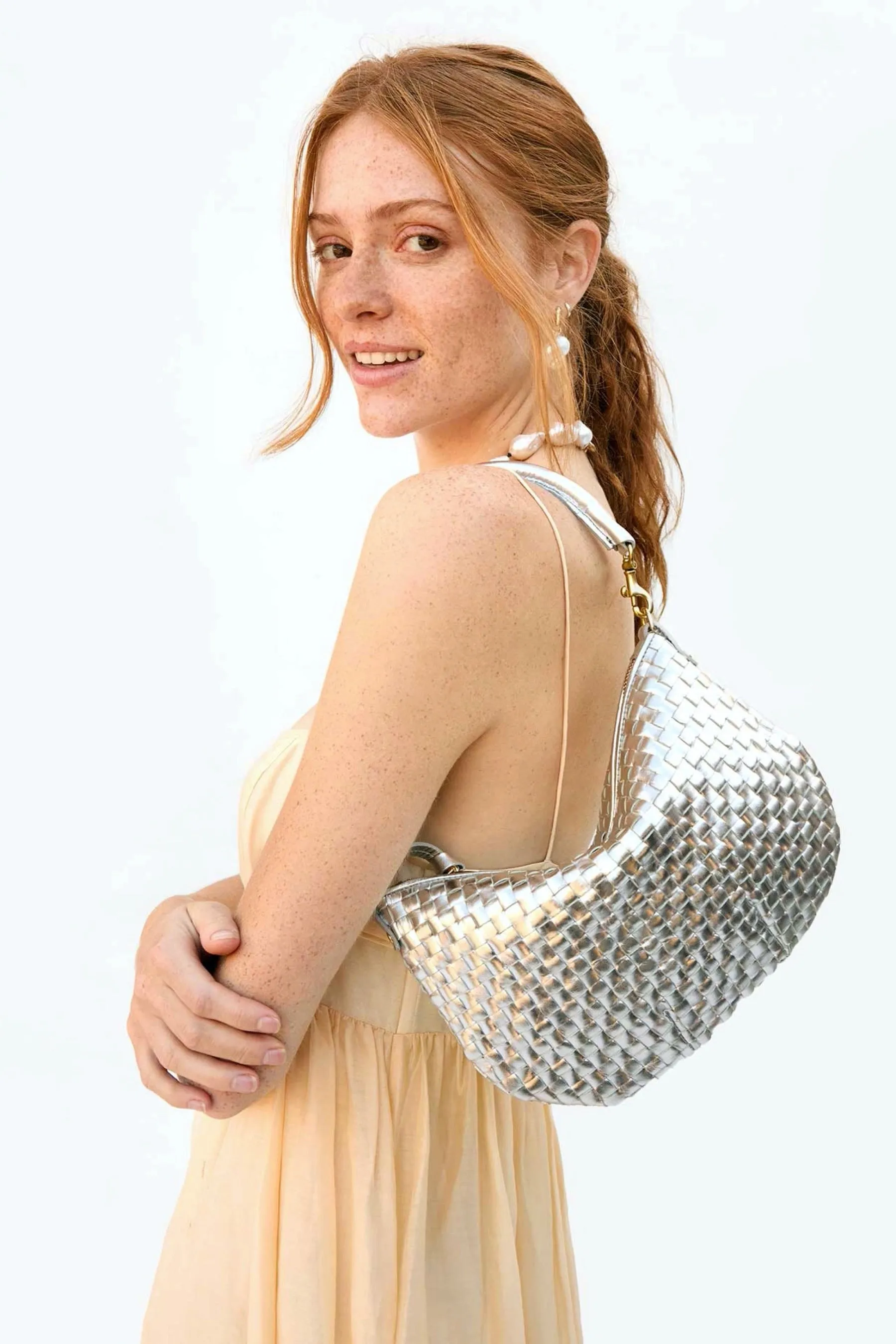 Silver Woven Checker Petit Moyen