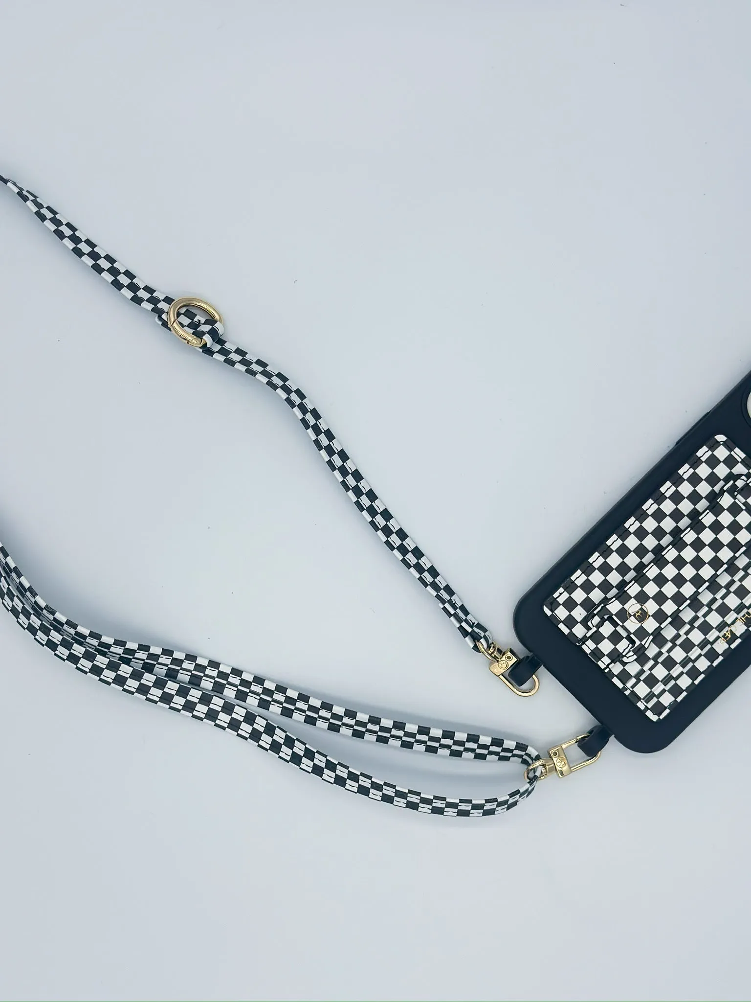 Single Black Checkered Phone Strap - Final Sale