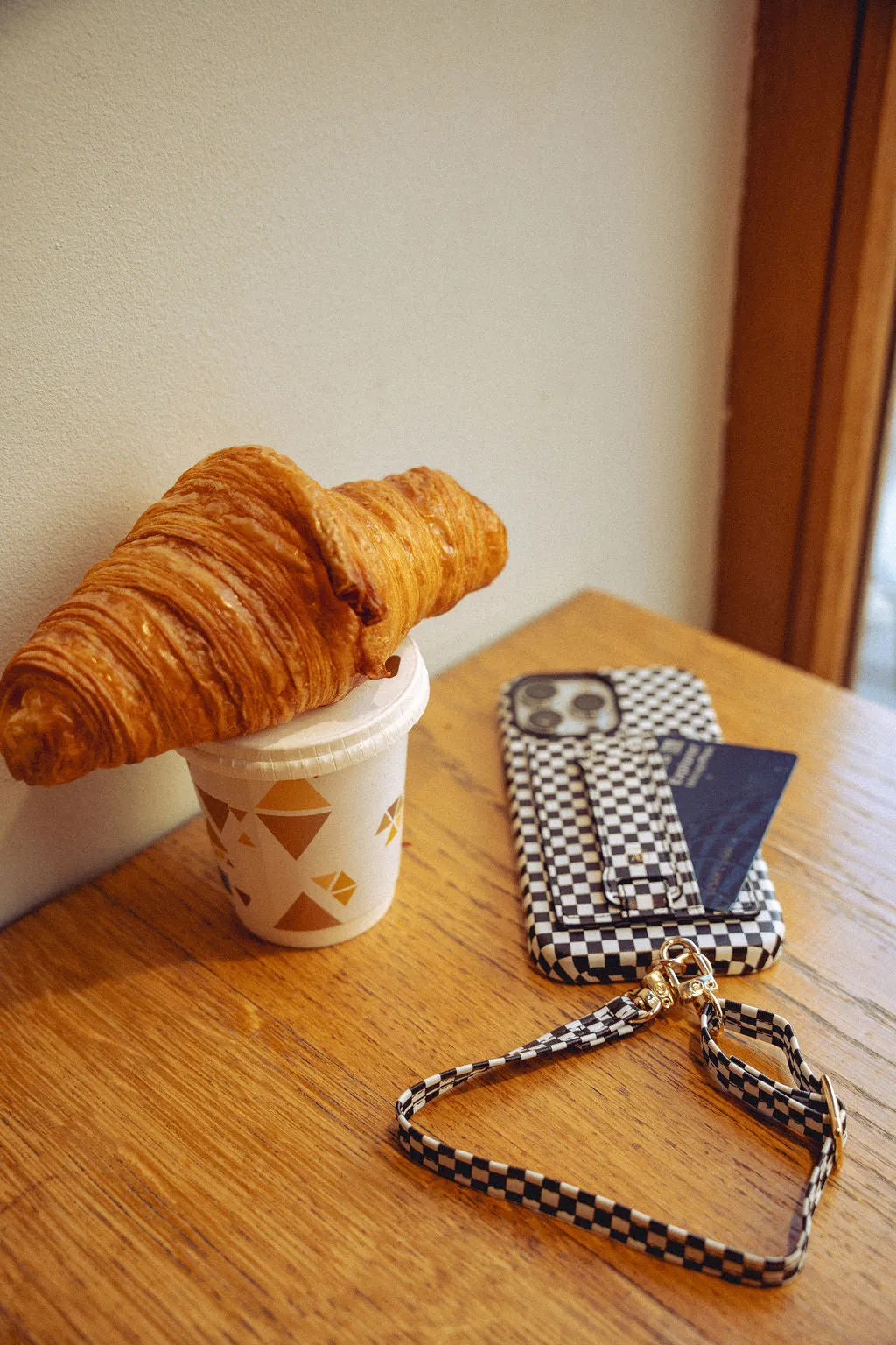Single Black Checkered Phone Strap - Final Sale