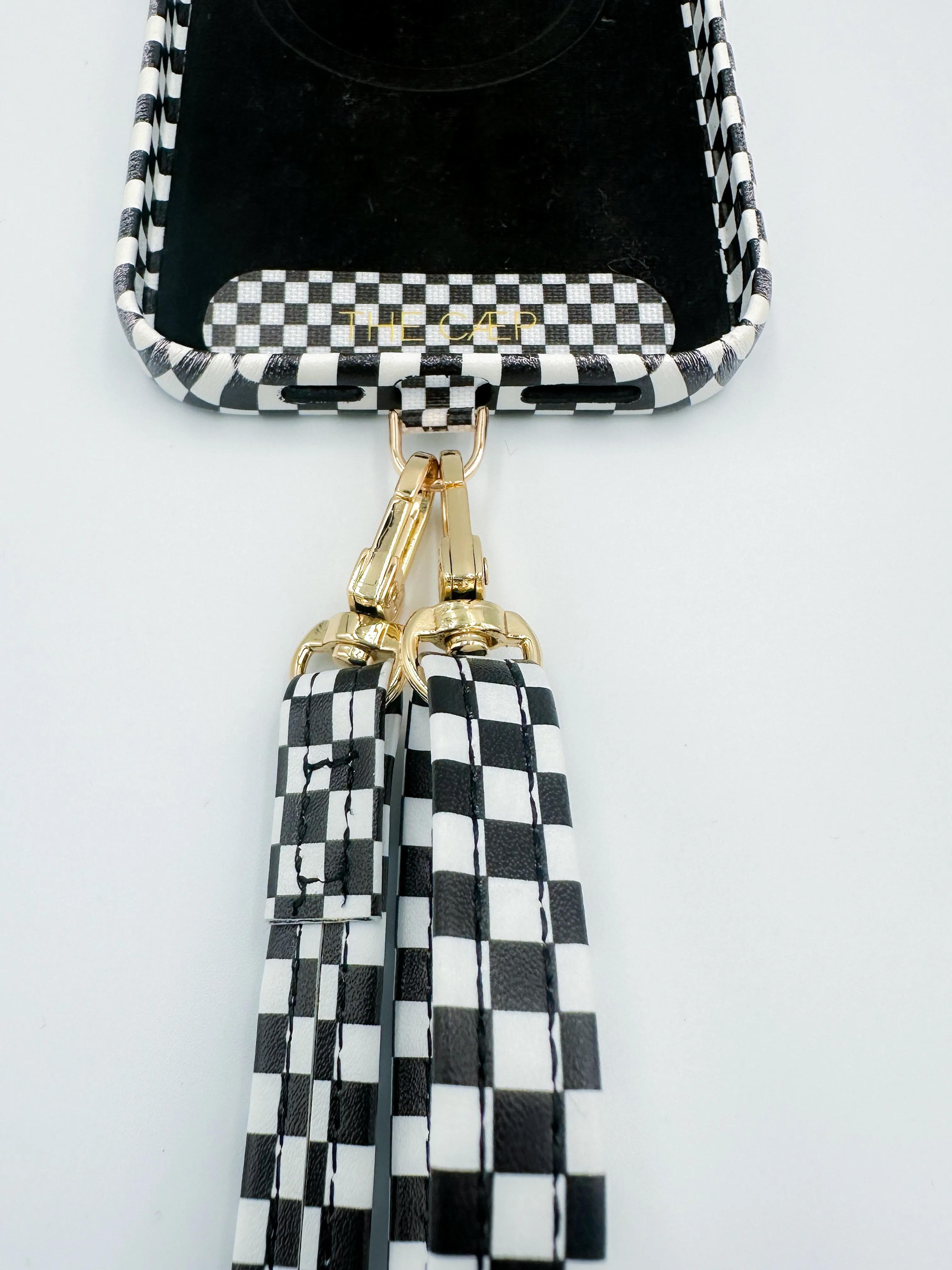 Single Black Checkered Phone Strap - Final Sale