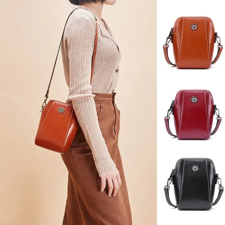 Soft Leather Phone Bag For Lady Crossbody Mini Bag