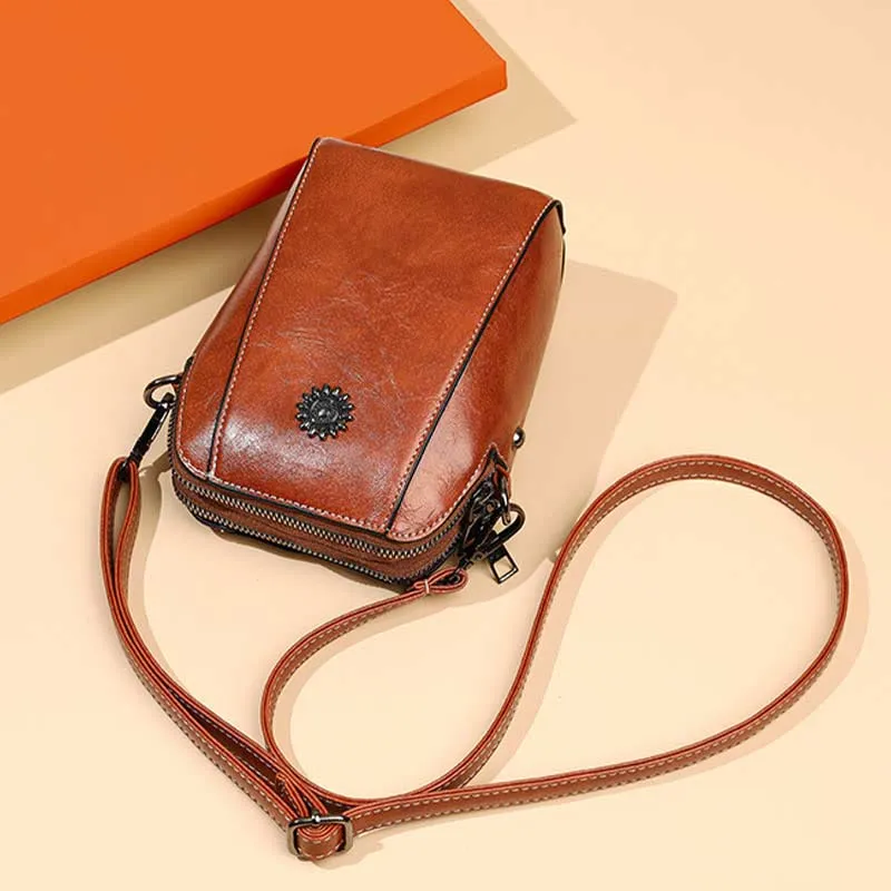 Soft Leather Phone Bag For Lady Crossbody Mini Bag